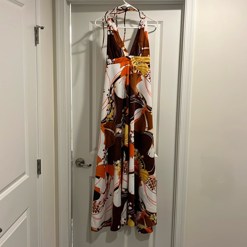 Tori Richard Hawaiian Aloha Halter Maxi Dress Vintage Hawaii Womens Size 14